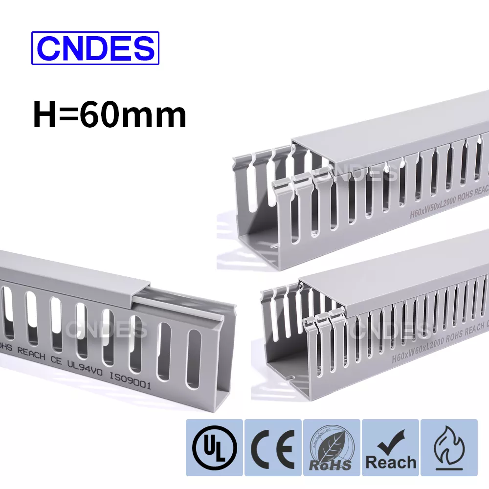 60 mm magas szürke hornyolt PVC kábelcsatorna